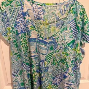 Lilly Pulitzer Short Sleeve Tee in Blue, Green, White